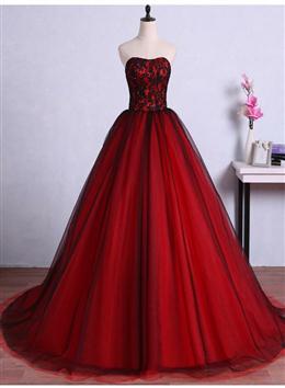 Picture of Charming Sweetheart Red Color and Black Color Gown, Sweet 16 Dresses, Formal Dresses